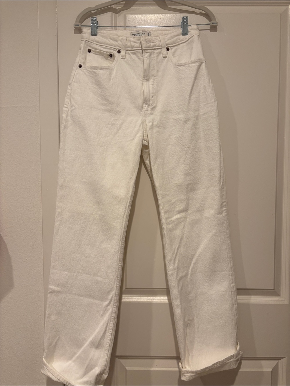 Abercrombie & Fitch Men's White Straight Jeans
